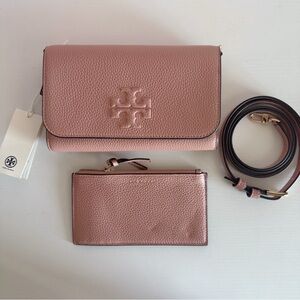 Tory Burch Rose Crossbody Bag and Pouch Set